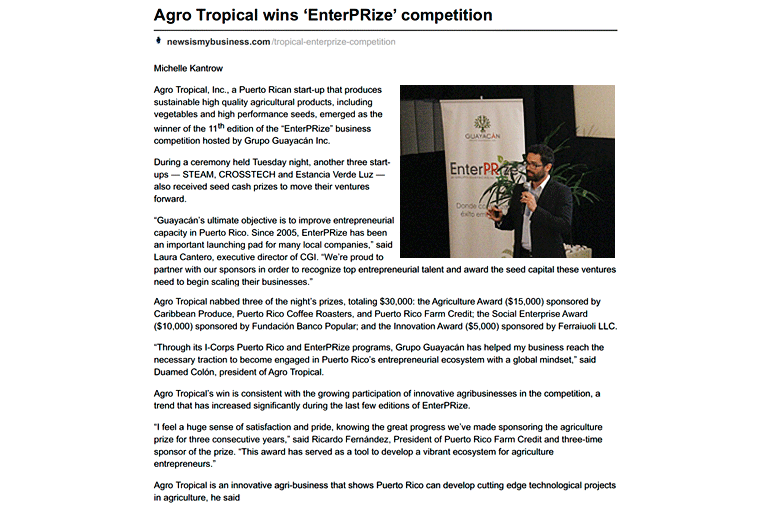 2016. Tres Premios EnterPrize de Grupo Guayacán.